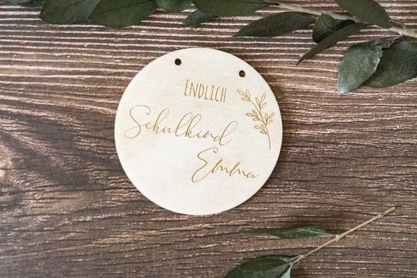 Anhänger Schulkind floral - personalisiert -